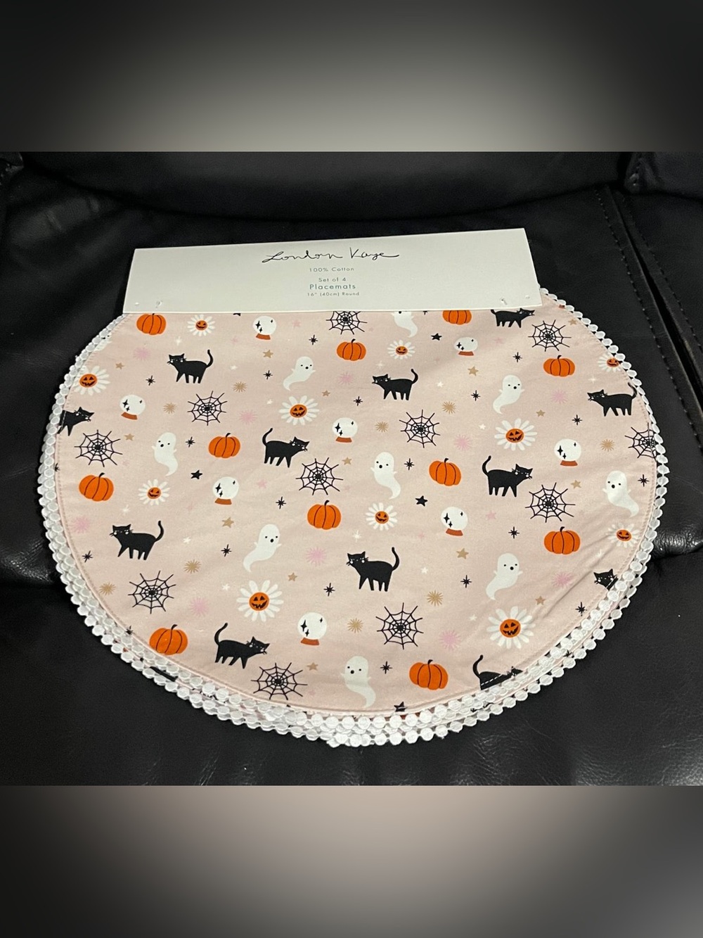 Halloween London Kaye Placemats, 4 Halloween Black Cats and Ghosts Placemats
